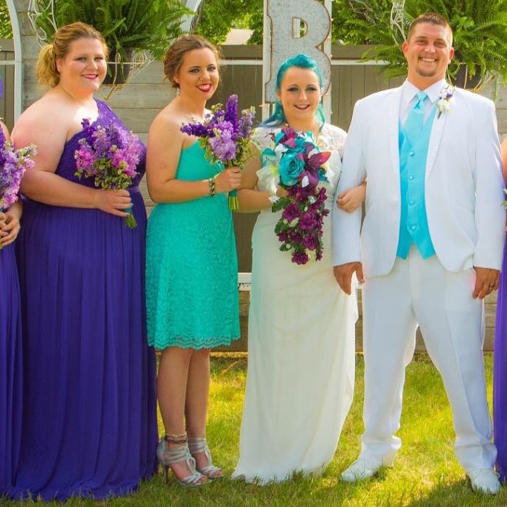 Strapless Teal Dress - David’s Bridal